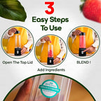 Portable Blender for Smoothie and Juices, Milk Shakes, Crushing Ice, USB Rechargeable