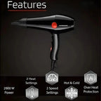 Hot and Cold Hair Dryer With Temperature Setting